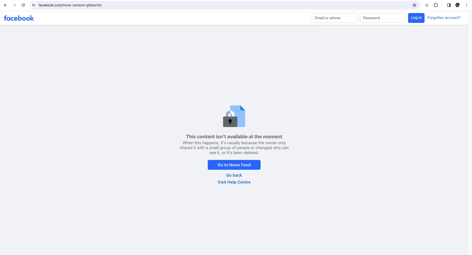 Facebook.com 404 Page