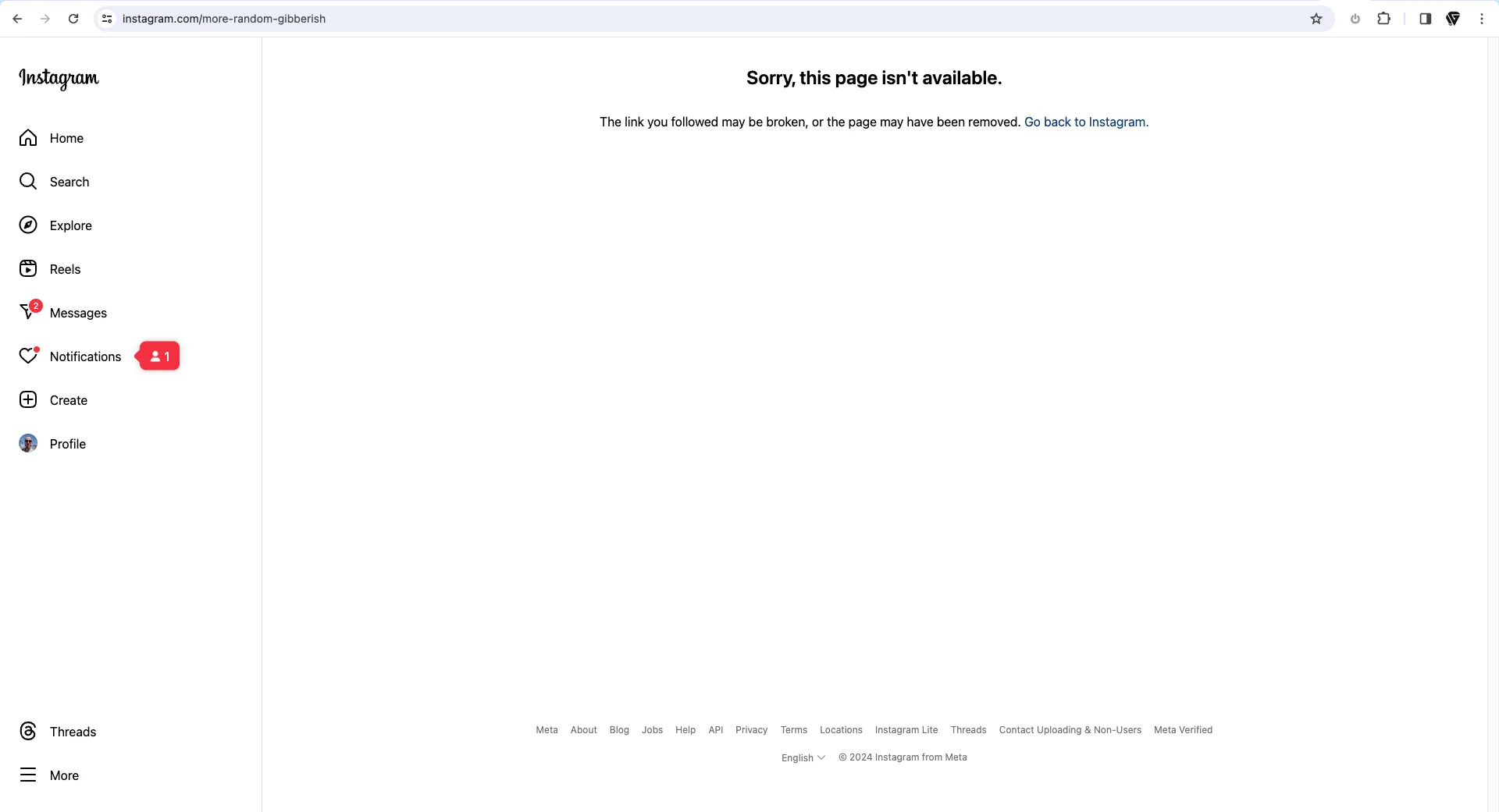 Instagram.com 404 Page