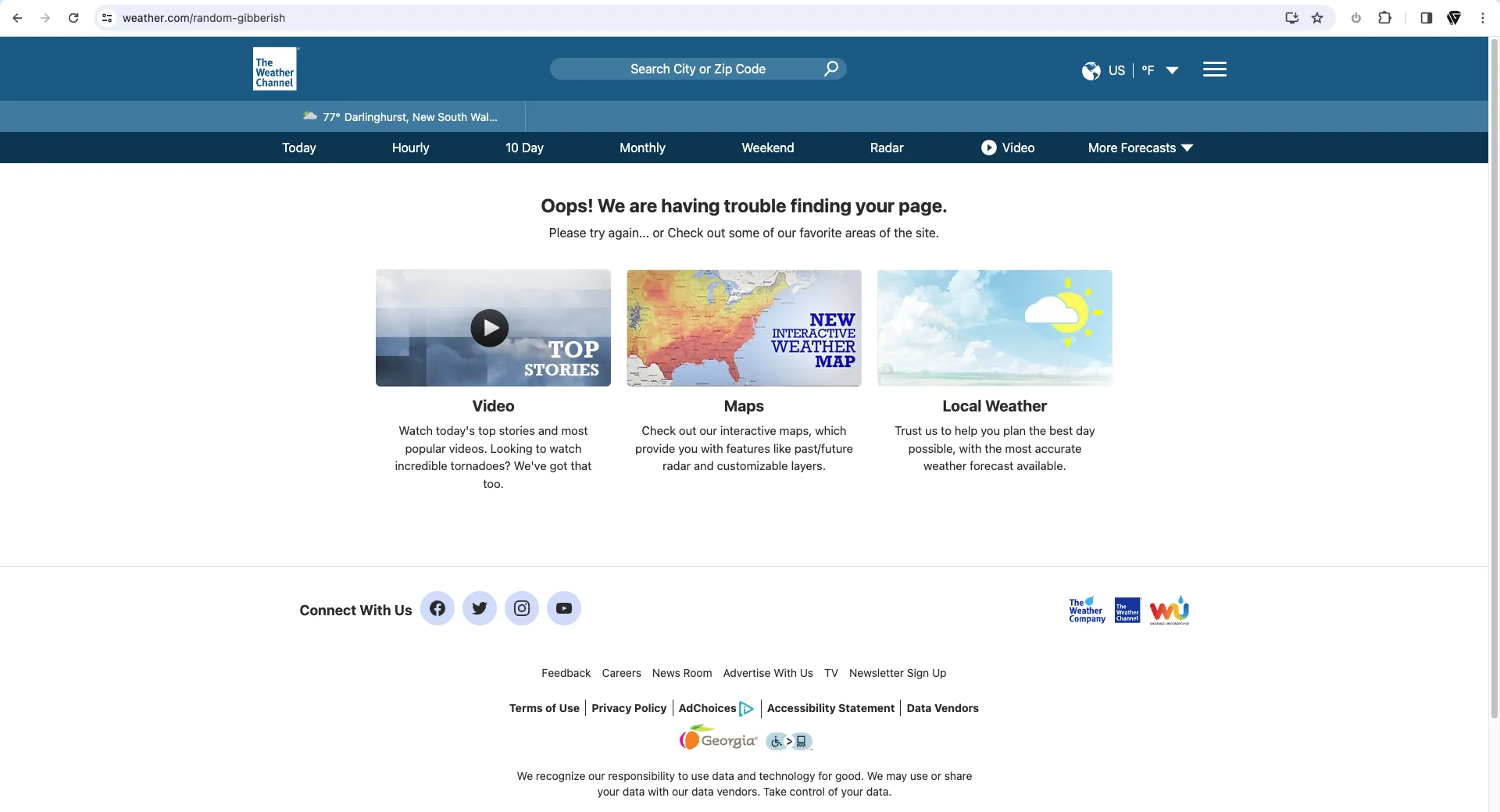 Weather.com 404 Page